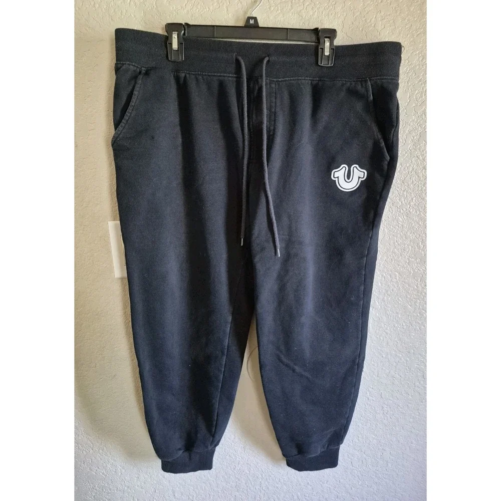 True Religion Jogger Sweatpants Horseshoe Logo Track Pants Men's XL(38x25) Black